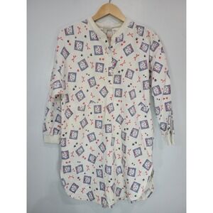 Simply Basic Womens Sleepshirt Pajama Top Cat Paw Print Long Sleeve White Size S